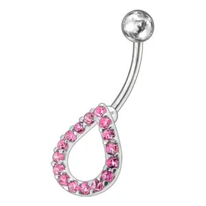 Fancy Silver Jeweled Non-Moving Titanium Bar Navel Banana Bar Belly Ring