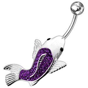 Multi Gems Fancy Non-Moving Fish Navel Rin