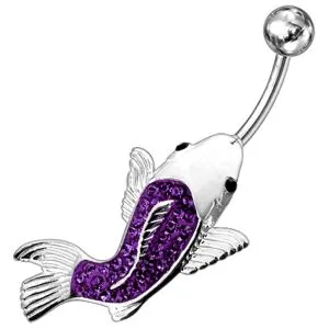 Multi Gems Fancy Non-Moving Fish Navel Rin