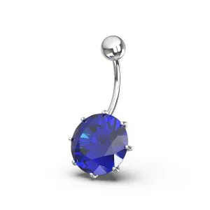 Fancy Single Jeweled Silver Belly Ring