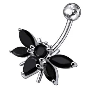 Fancy Jeweled Silver Belly Ring