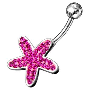 Sterling Silver Fancy Jeweled Star With SS Belly Ring