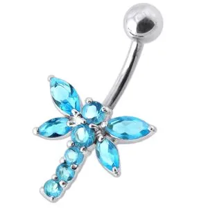 Fancy Jeweled Butterfly Silver Belly Ring