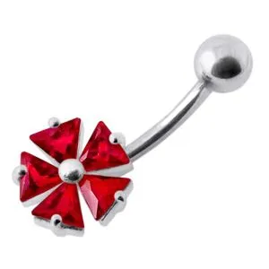 Irish Style Jeweled Silver Belly Ring 