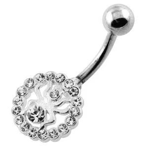 Jeweled Spider in Round Frame Navel Belly Piercing