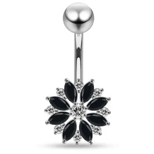 Elegant 925 Sterling Silver Blossom Design Navel Belly Bar