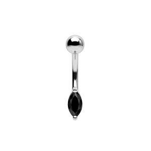 925 Sterling Silver Marquise CZ Navel Piercing – 14G | Titanium or Surgical Steel Bar