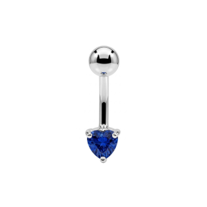 925 Sterling Silver Heart CZ Belly Button Ring – 14G | Titanium or Surgical Steel Bar
