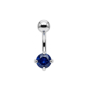 925 Sterling Silver Round CZ Belly Button Ring – 14G | Titanium or Surgical Steel Bar