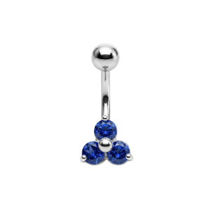 925 Sterling Silver Trinity CZ Belly Button Ring | Titanium G23 or 316L Surgical Steel Bar
