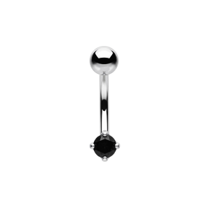 925 Sterling Silver Petite Round Solitaire CZ Belly Button Ring | Titanium G23 or 316L Surgical Steel Bar