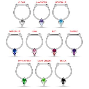 925 Sterling Silver Jeweled Dotted Pattern Septum Clicker