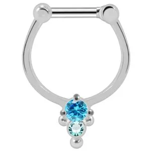 925 Sterling Silver Jeweled Dotted Pattern Septum Clicker