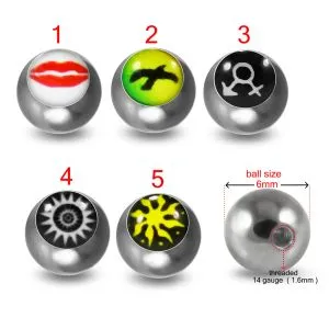 14G Threaded 316L Surgical Steel Logo balls