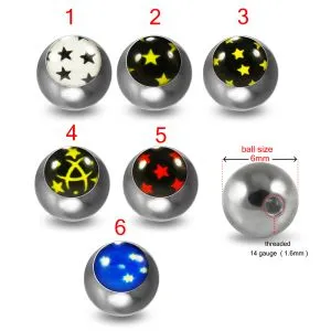 Mix Logo 14G Threaded Surgical Steel  Balls