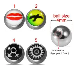 16G Threaded 316L Surgical Steel Logo balls