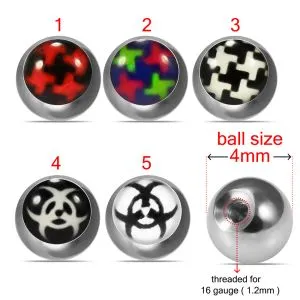 16G Threaded 316L Surgical Steel Mix Logo balls