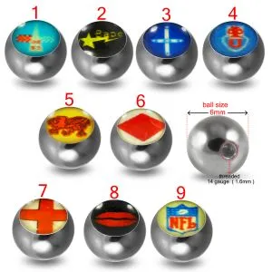 316L Surgical Steel 14G Threaded Mix Logo 4mm balls