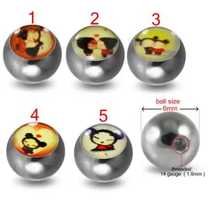 316L Surgical Steel 14G Threaded Mix 6mm Logo balls