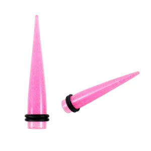 Pink Glittering Straight Ear Expander