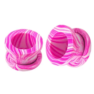 Pink Painted Screw Fit Flesh Tunnel
