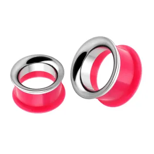Pink UV Acrylic with Steel Internal Thread Flesh Tunnel
