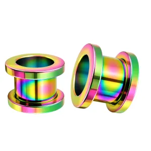 Rainbow Anodised Screw Fit Flesh Tunnel