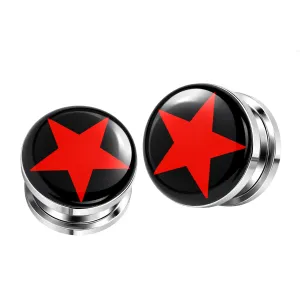 Red Star Logo SS Screw Fit Ear Tunnel
