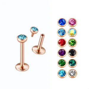 Rose Gold Anodized Labret with 3MM Stone Jeweled Top Piercing Jewelry