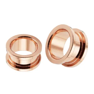 Rose Gold Plated External Screw Fit Ear Flesh Tunnel