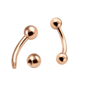 Rose Gold PVD Over 316L Surgical steel Curved Barbells