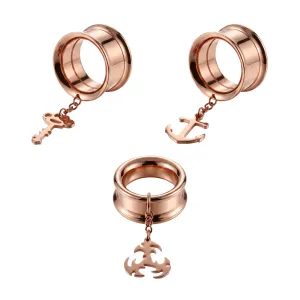 Rose Gold PVD Plated Dangling Castings Ear Flesh Tunnel