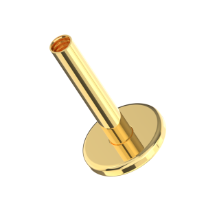 14K Solid Yellow Gold Internally Threaded Flat Back Labret Post | 16G