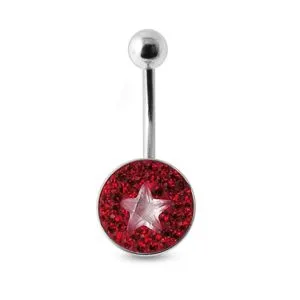 Multi Crystal Stone Banana Bar Navel Ring