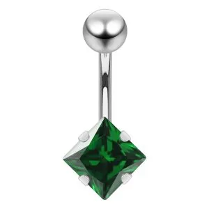 8mm Jeweled Square Surgical Steel Navel Belly Ring