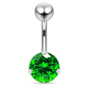 8mm Jeweled Round Surgical Steel Navel Belly Ring
