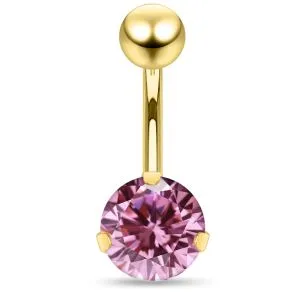 8mm Round Jeweled Gold PVD Surgical Steel Belly Button Piercing