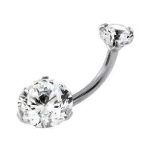 Internal Thread High Quality Round CZ Surgical Steel Belly Button Ring