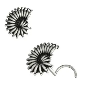 925 Sterling Silver Oxidized Swirl Design Screw Type Nose Ring