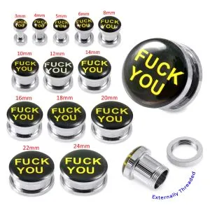 Words Logo With SS Screw Fit Ear Tunnel
