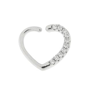 316L Surgical Steel Jeweled Heart Cartilage Ring