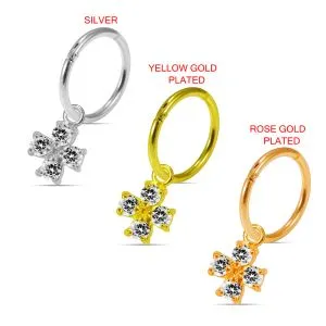 925 Sterling Silver Jeweled Irish Cross Hinged Clicker Earrings