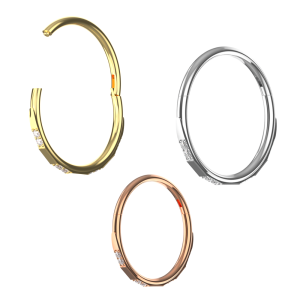 316L Surgical Steel Double CZ Jeweled Hinged Septum Clicker Ring