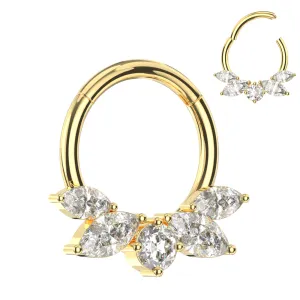 316L Surgical Steel Marquise Round Butterfly Design Hinged Segment Clicker Ring