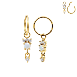 316L Surgical Steel Opal CZ Blossom Hinged Clicker | 20G, 18G & 16G