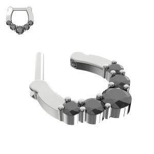 Five Pronged Black CZs Septum Clicker Ring