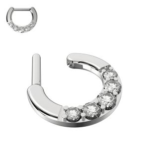 Five Pronged Clear CZs Septum Clicker Ring