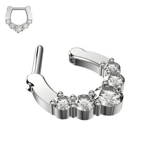 Five Pronged Clear CZs Septum Piercing Clicker Ring