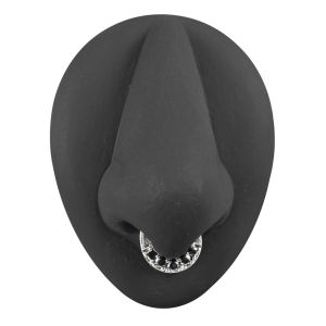 Five Pronged Black CZs Septum Piercing Clicker Ring