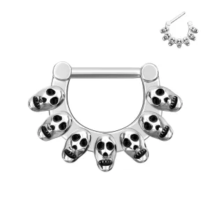 Linked Skulls Septum Clicker Ring